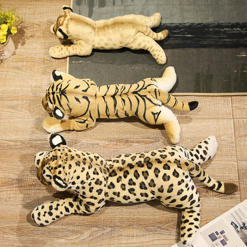 Stuffed Big Cat Set | Soft Plush Lion, Tiger, and Leopard