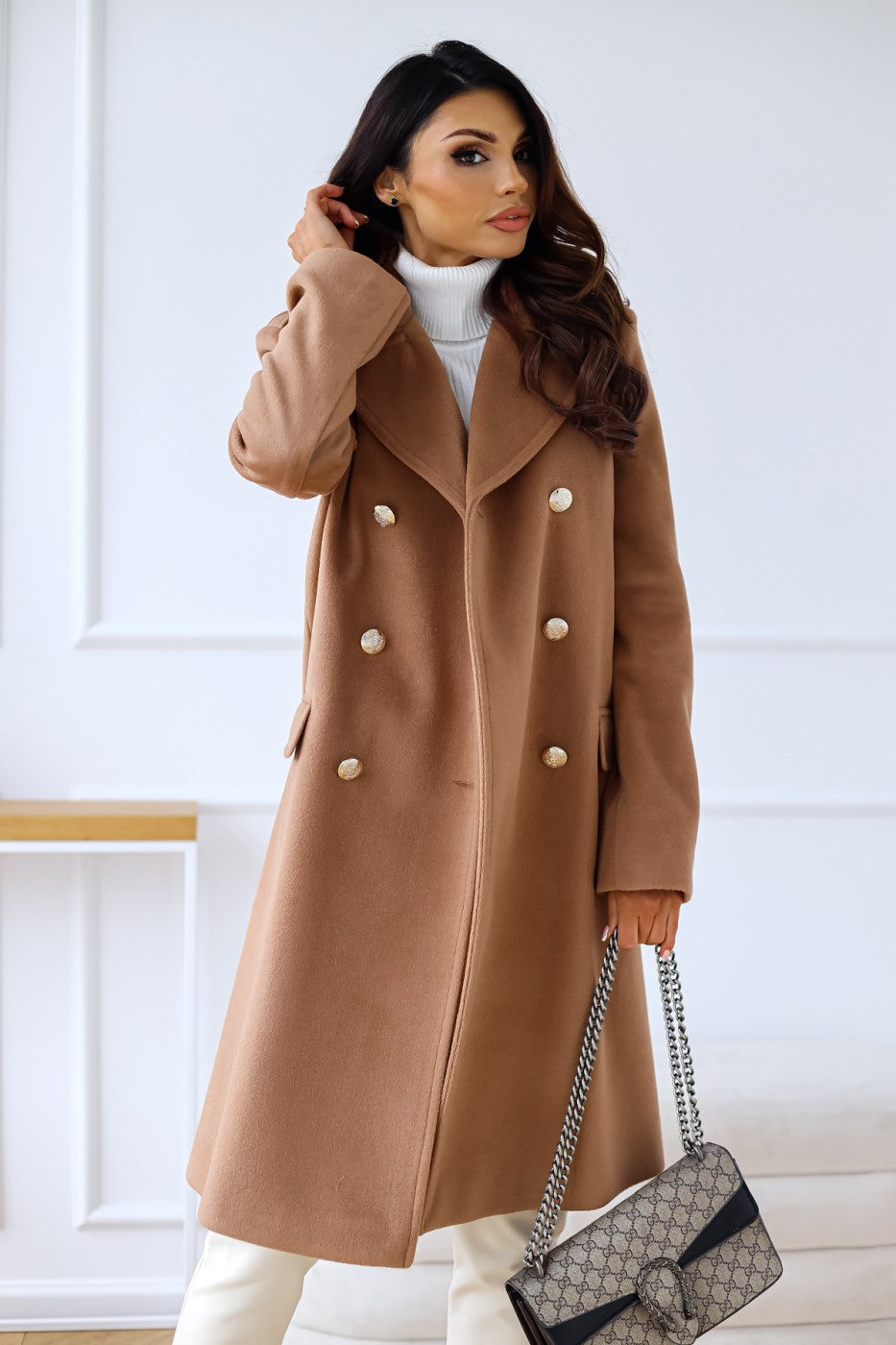 Wool Winter Trench Coat | Elegant Double-Breasted Design