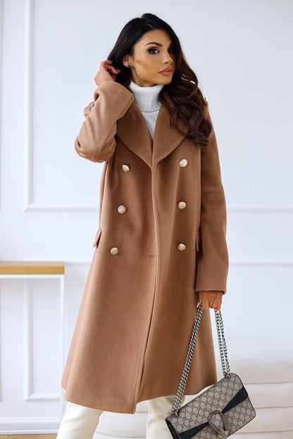 Wool Winter Trench Coat | Elegant Double-Breasted Design