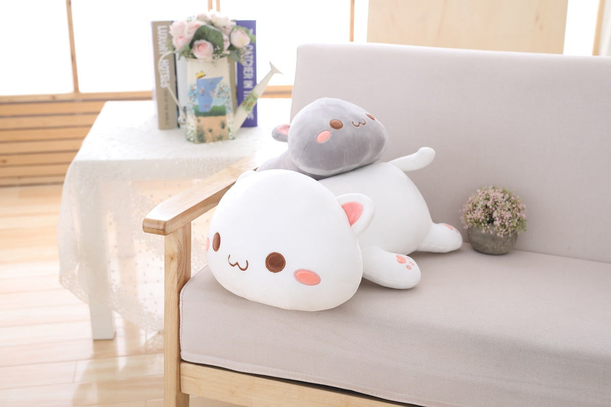 Kawaii Plush Cat Pillow | Soft Cuddly Companion for All Ages