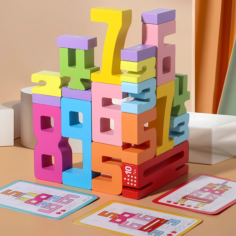 Math Stacking Blocks for Toddlers | Eco-Friendly Learning Toy with Colorful Design