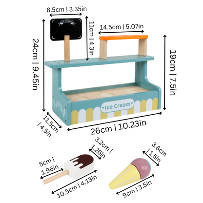 Wooden Ice Cream Shop Playset | Bright Colors with Magnetic Assembly