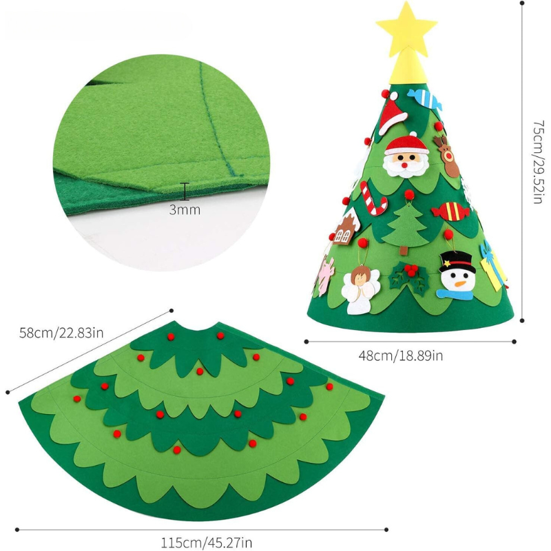 Customizable Felt Christmas Tree | Interactive Holiday Fun for Kids