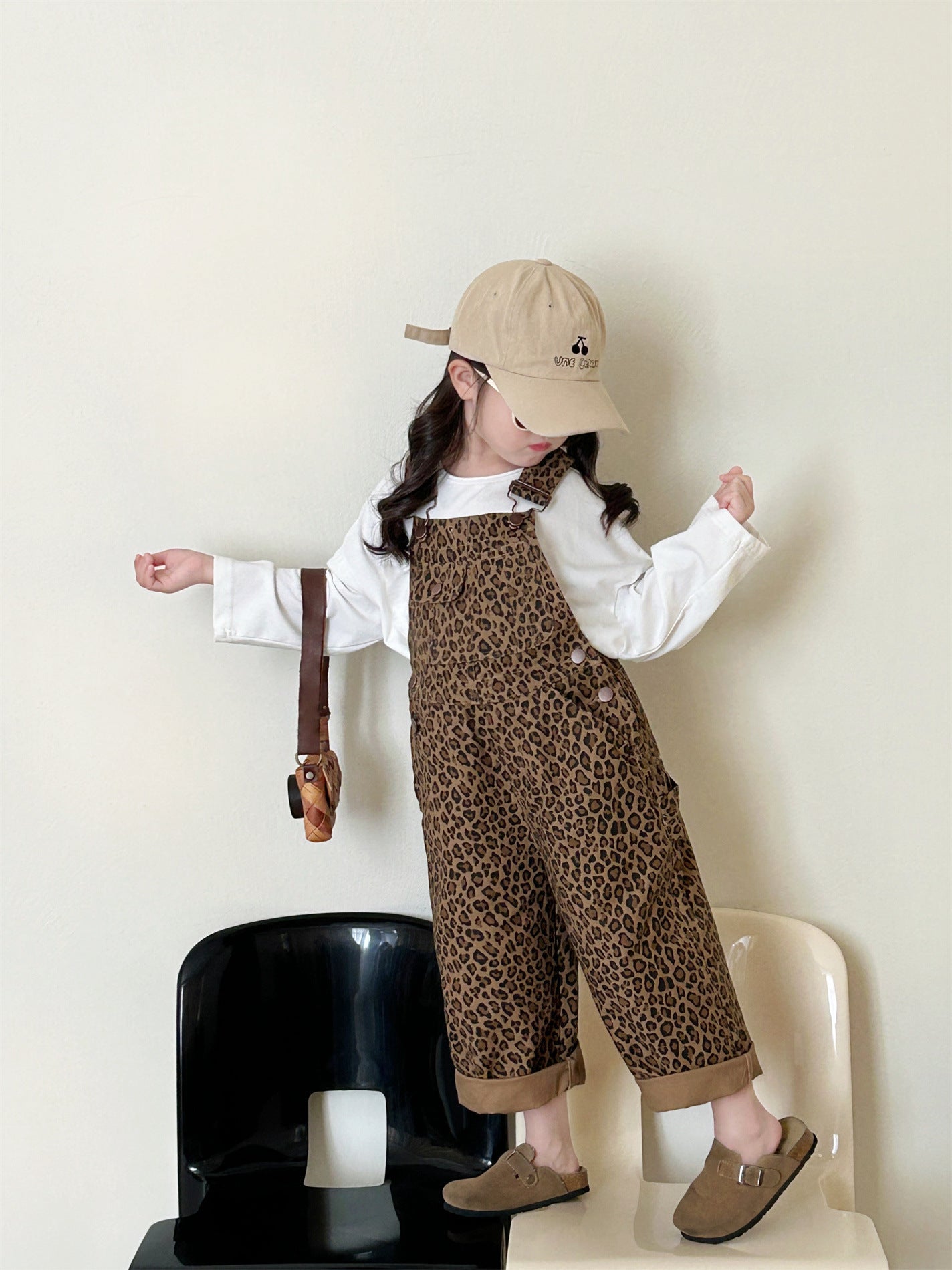Leopard Print Dungarees | Adjustable Straps and Soft Cotton