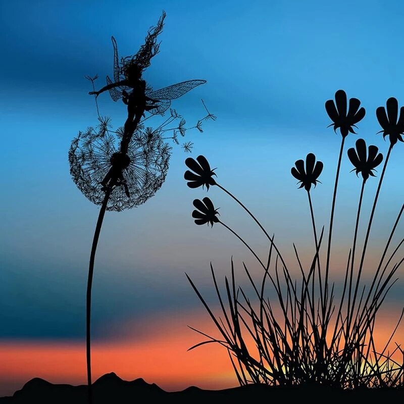 Metal Fairy Garden Sculpture | Whimsical All-Weather Outdoor Decor