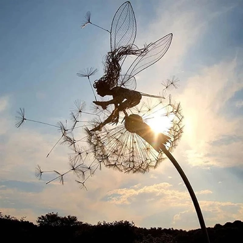 Metal Fairy Garden Sculpture | Whimsical All-Weather Outdoor Decor