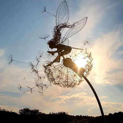 Metal Fairy Garden Sculpture | Whimsical All-Weather Outdoor Decor