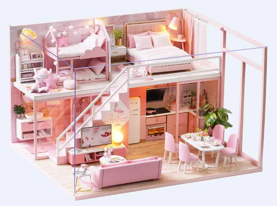 DIY Wooden Dollhouse Kit | Complete Craft Gift Set with Furniture