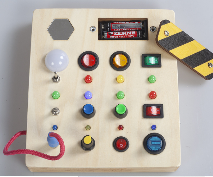 Montessori Busy Board for Kids | Interactive Lights and Tactile Toys