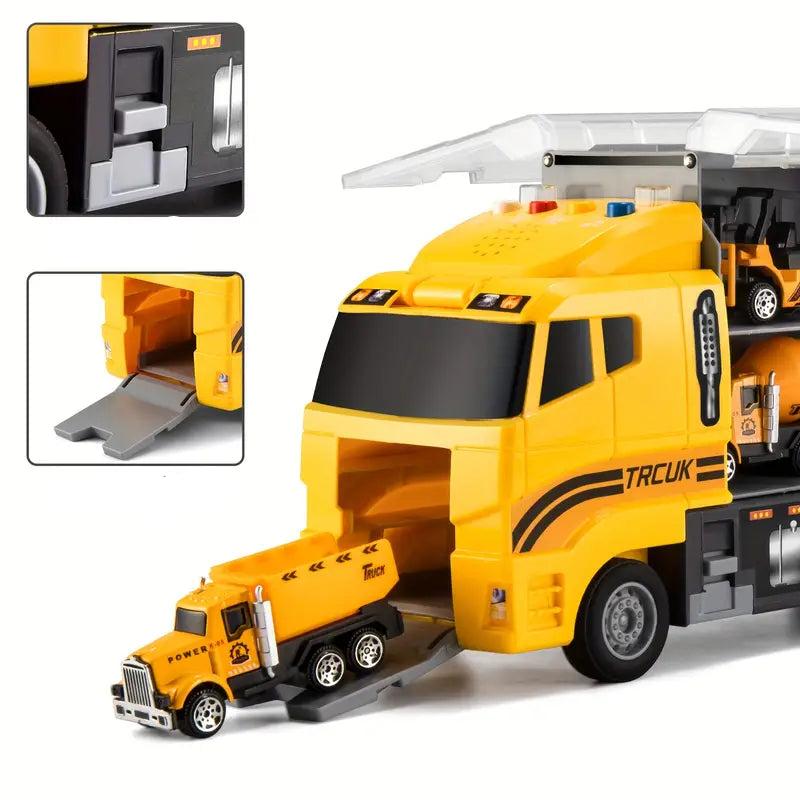 Mini Construction Vehicle Set | Portable Trucks and Excavators with Storage