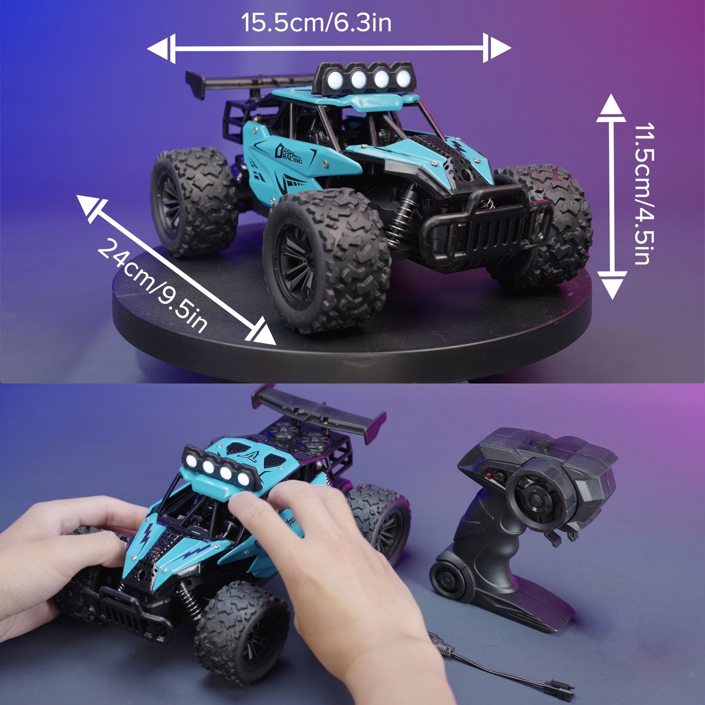 Remote Control Racing Car | Durable Alloy Body with LED Lights