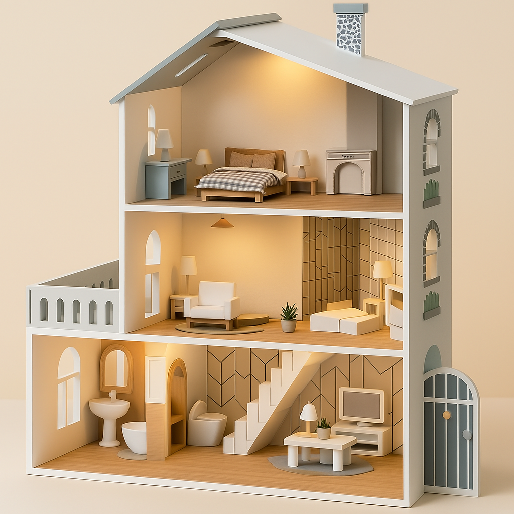 Wooden Dollhouse for Kids | Spacious 6-Room Creative Playhouse