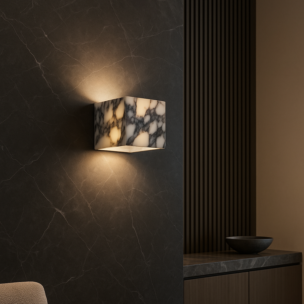 Marble Wall Lamp | Elegant Cube Design for Modern Interiors
