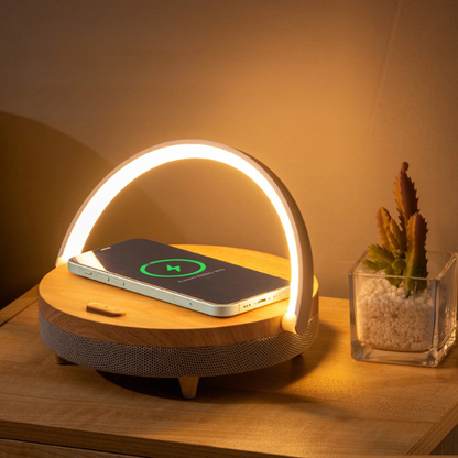 Wireless Charging Table Lamp | Bluetooth Speaker with Dimmable Light
