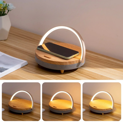 Wireless Charging Table Lamp | Bluetooth Speaker with Dimmable Light