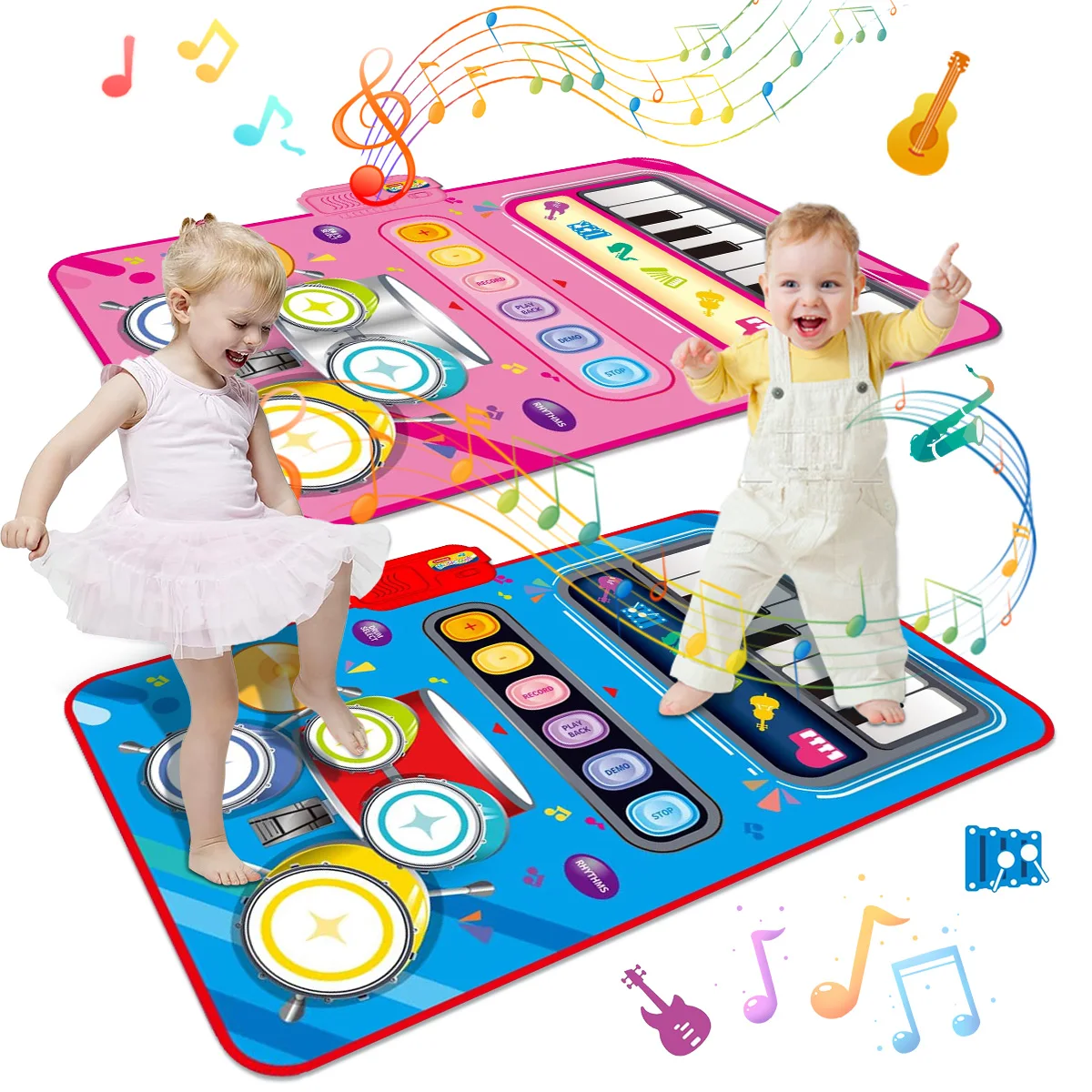 Musical Playmat with Piano and Drum | 2-in-1 Non-Slip Interactive Mat