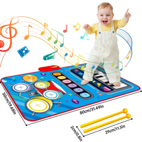 Musical Playmat with Piano and Drum | 2-in-1 Non-Slip Interactive Mat