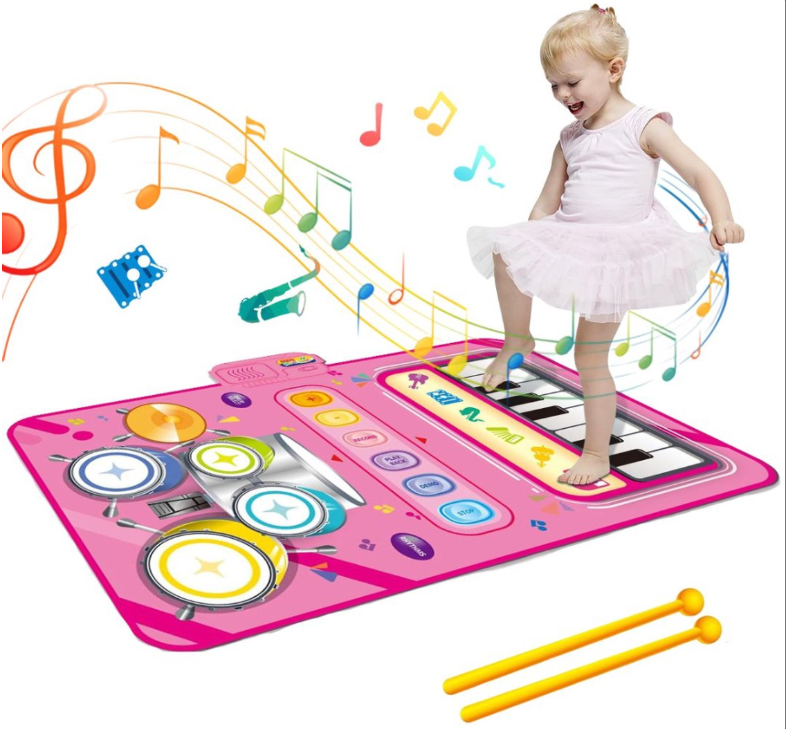 Musical Playmat with Piano and Drum | 2-in-1 Non-Slip Interactive Mat