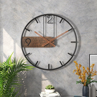 Industrial Steel Walnut Clock | Elegant Modern Design with Silent Movement