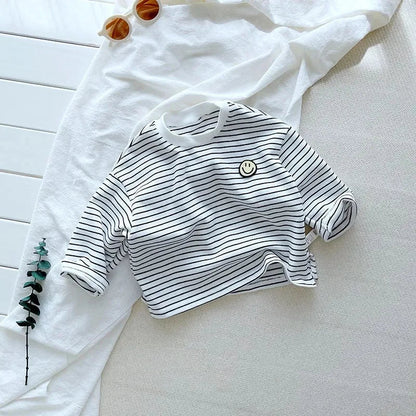 Children's Striped Shirt | Soft Cotton with Smiley Patch