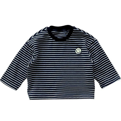 Children's Striped Shirt | Soft Cotton with Smiley Patch