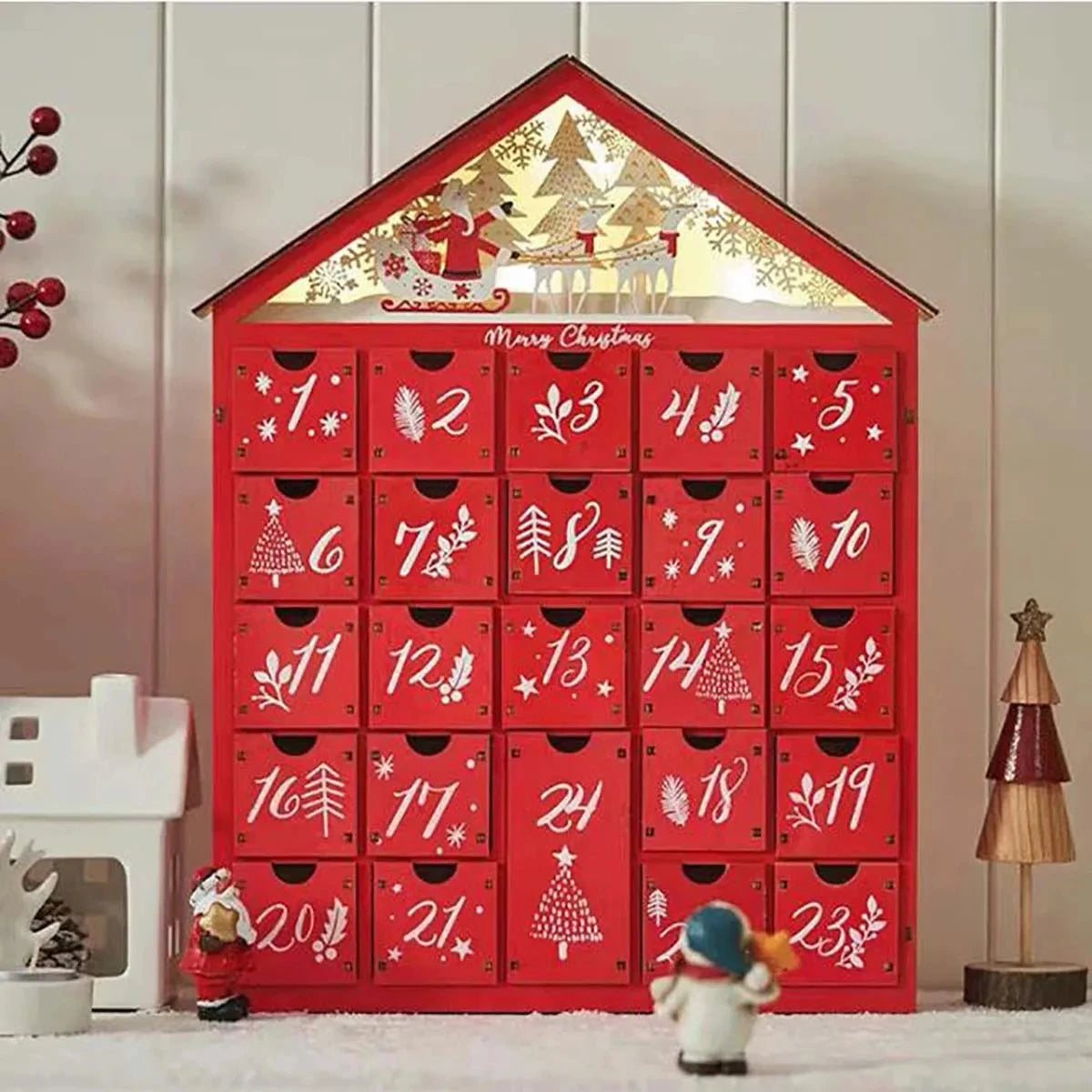 Wooden Advent Calendar | Charming Holiday Countdown Decor