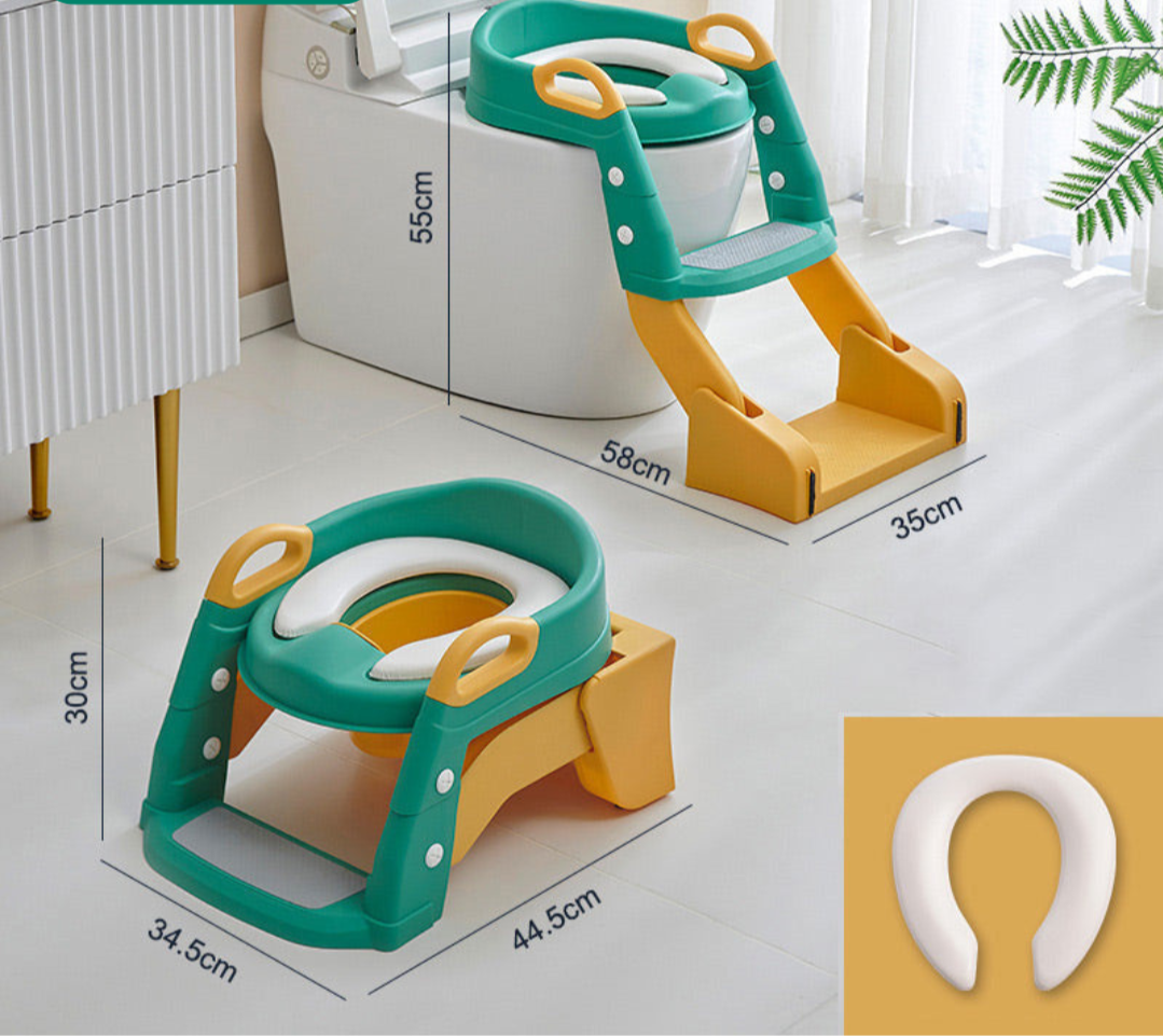 Toddler Toilet Training Seat | Adjustable Safe Plastic with Steps