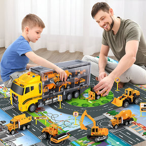 Construction Vehicle Playset | Portable Case for Creative Adventures