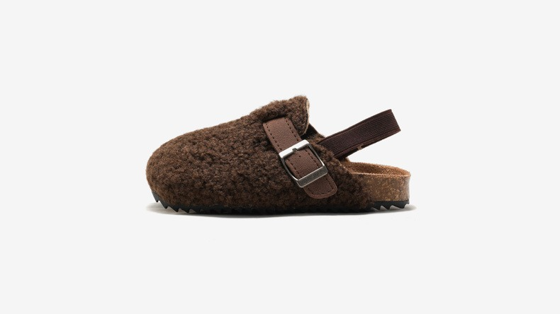 Kids' Sheep Wool Slip-Ons | Comfortable Beige/Brown Design