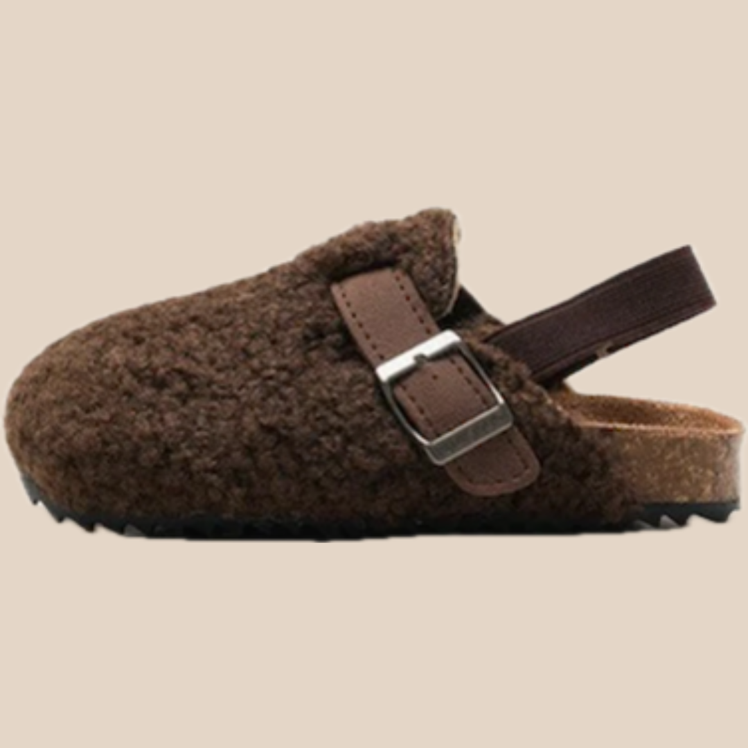 Kids' Sheep Wool Slip-Ons | Comfortable Beige/Brown Design