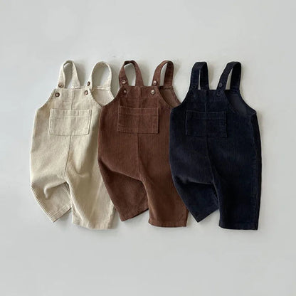 Cotton Kids Overalls | Adjustable Straps in Black, Brown, Beige