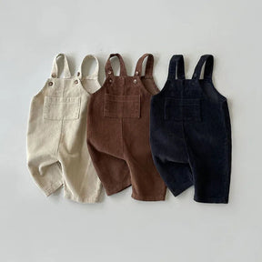 Cotton Kids Overalls | Adjustable Straps in Black, Brown, Beige