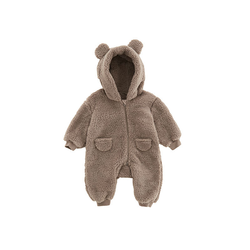 Baby Fleece Romper | Soft Warm Animal Print Design