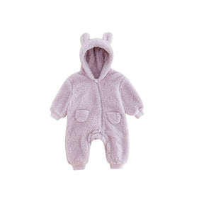 Baby Fleece Romper | Soft Warm Animal Print Design