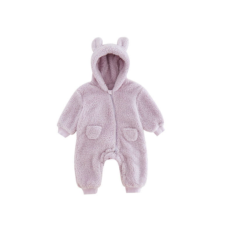 Baby Fleece Romper | Soft Warm Animal Print Design