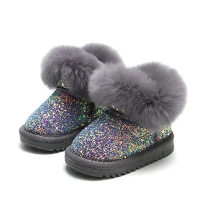 Kids Winter Glitter Boots | Warm Fleece Lining, Easy Wear