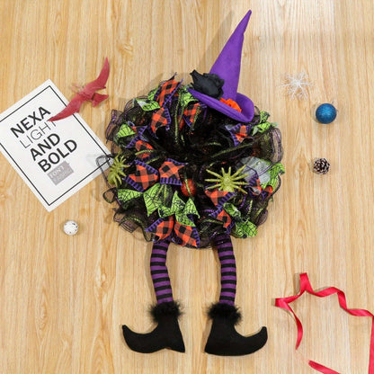 Halloween Witch Wreath | Whimsical Mesh Ribbon Design