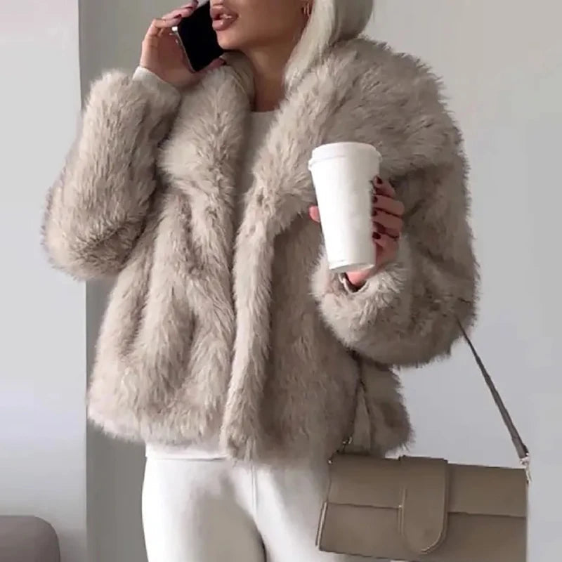 Faux Fur Short Jacket | Lightweight Warm Winter Outerwear