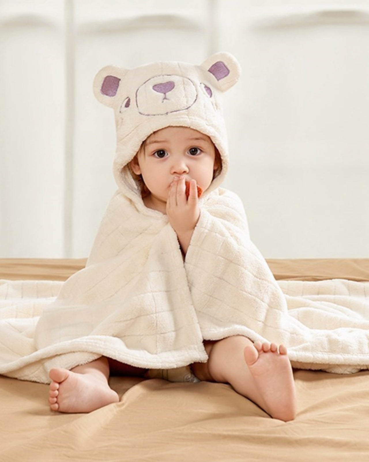 Baby Bath Cape for Infants | Soft Cotton in Beige