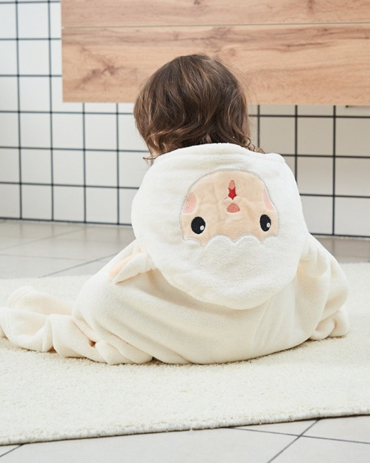 Children's Bath Cape | Soft White Sheep Design