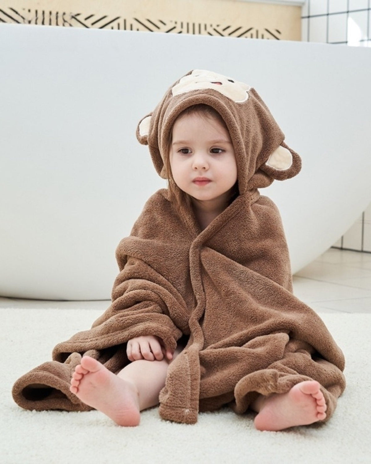 Kids Monkey Bath Cape | Soft and Cozy Swim Accessory