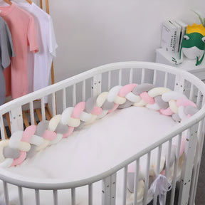 Braided Crib Bumper Pillow | Soft Velvet Baby Bed Protector