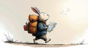 Detailed adventurer rabbit mural wallpaper design pattern showing explorer bunny with map by Kids-Mundo