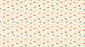 Detailed colorful airplane mural wallpaper design pattern on cream background by Kids-Mundo
