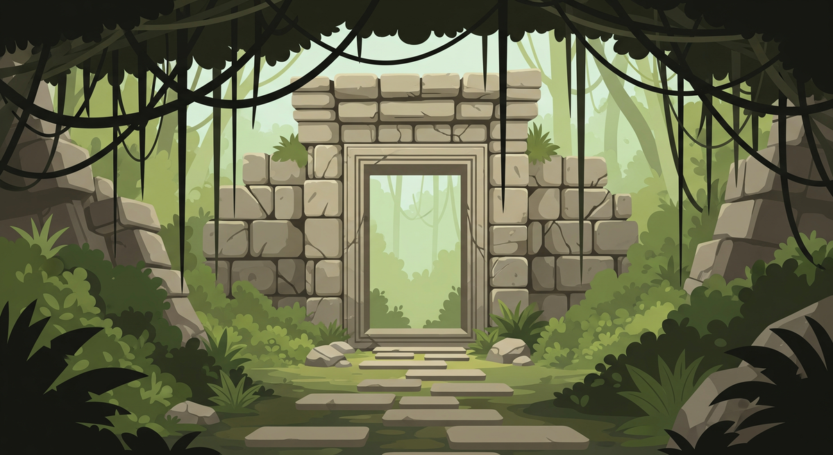 Jungle Temple Ruins Doorway Wall Mural