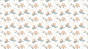 Detailed animal airplane mural wallpaper design pattern showing flying creatures and stars by Kids-Mundo