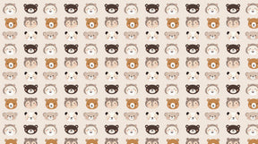 Detailed cartoon animal faces mural wallpaper design pattern by Kids-Mundo