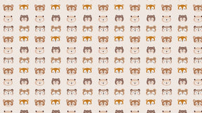 Detailed animal faces mural wallpaper design pattern with bears and woodland creatures by Kids-Mundo