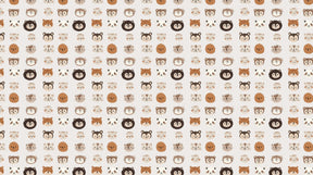 Detailed animal faces mural wallpaper design pattern showing adorable woodland creatures by Kids-Mundo