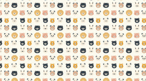 Detailed animal heads mural wallpaper design pattern showing bears lions rabbits by Kids-Mundo